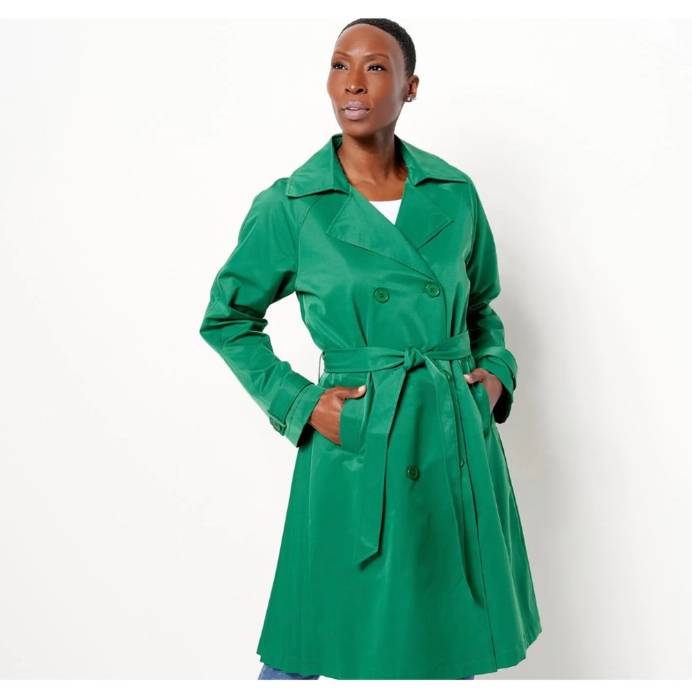 NWT Large Attitudes by Renee Pleated- Green Trench coat